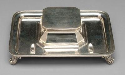 English silver ink stand, rounded