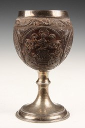 ENGLISH SILVER MOUNTED CARVED