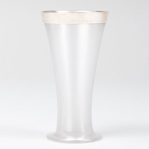 ENGLISH SILVER MOUNTED GLASS BUD