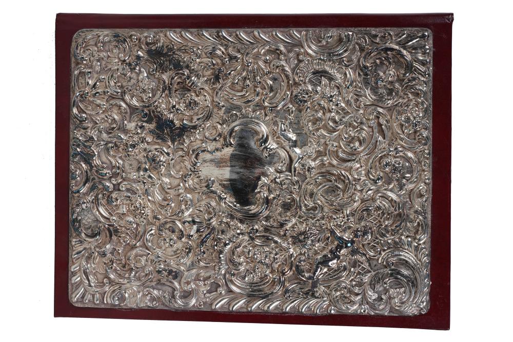 ENGLISH SILVER MOUNTED LEATHER