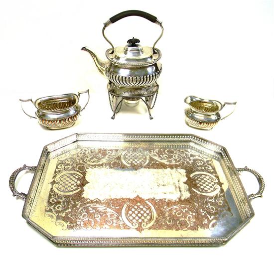 English silver on copper teaset 