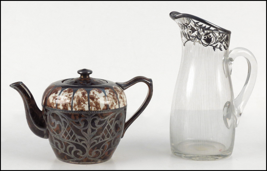 ENGLISH SILVER OVERLAY PORCELAIN