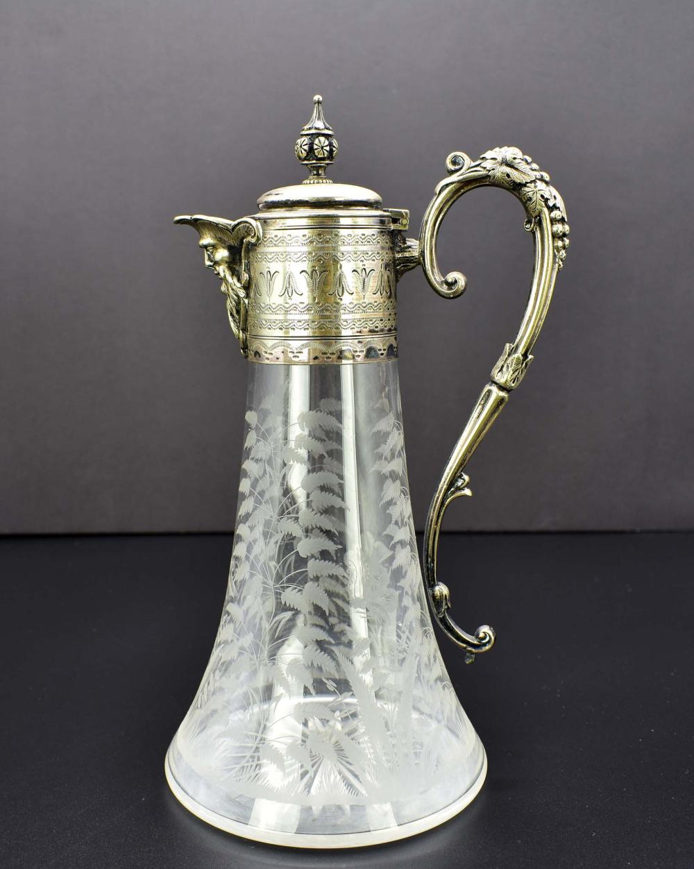 ENGLISH SILVER PLATE MOUNTED ETCHED