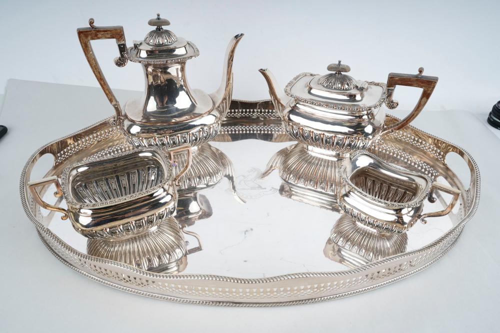 ENGLISH SILVER-PLATE TEA & COFFEE