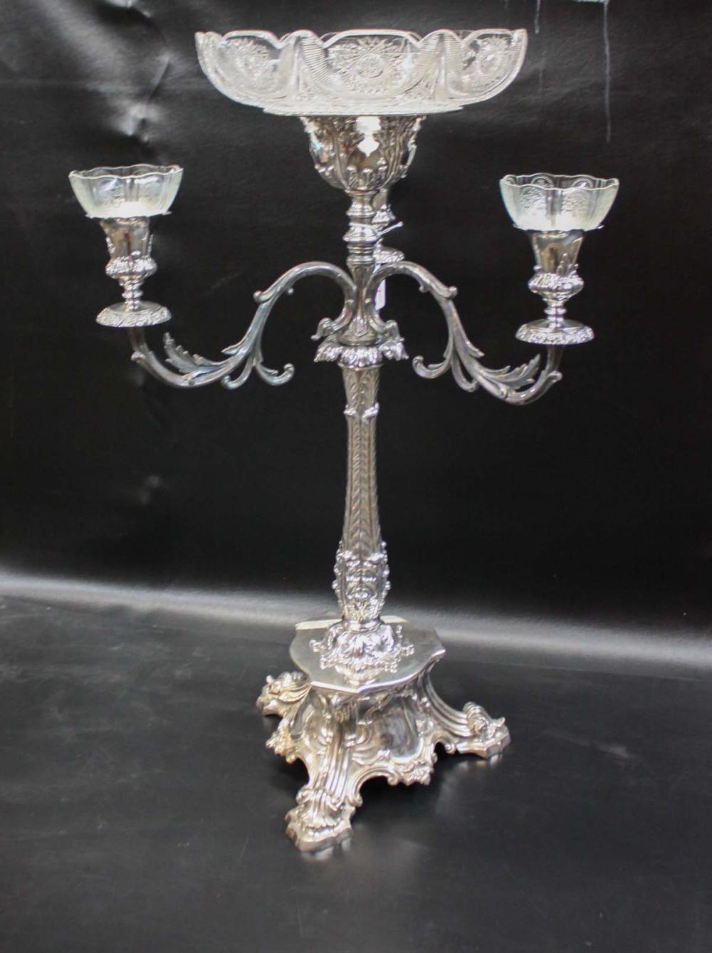 ENGLISH SILVER PLATED EPERGNE, WITH