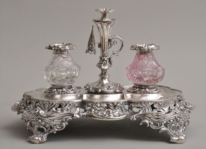 ENGLISH SILVER-PLATED INKSTAND