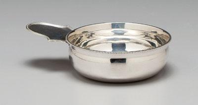 English silver porringer, beaded