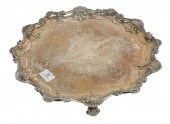 ENGLISH SILVER SALVER ON THREE