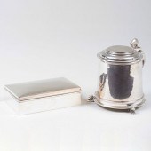 ENGLISH SILVER TANKARD AND AN