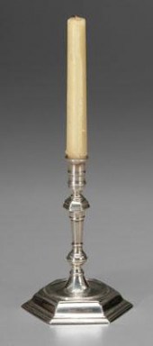 English silver taperstick, hex