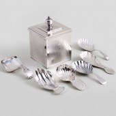 ENGLISH SILVER TEA CADDY AND A