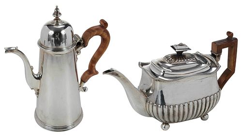 ENGLISH SILVER TEAPOT AND COFFEE