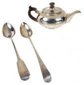 ENGLISH SILVER TEAPOT AND TWO