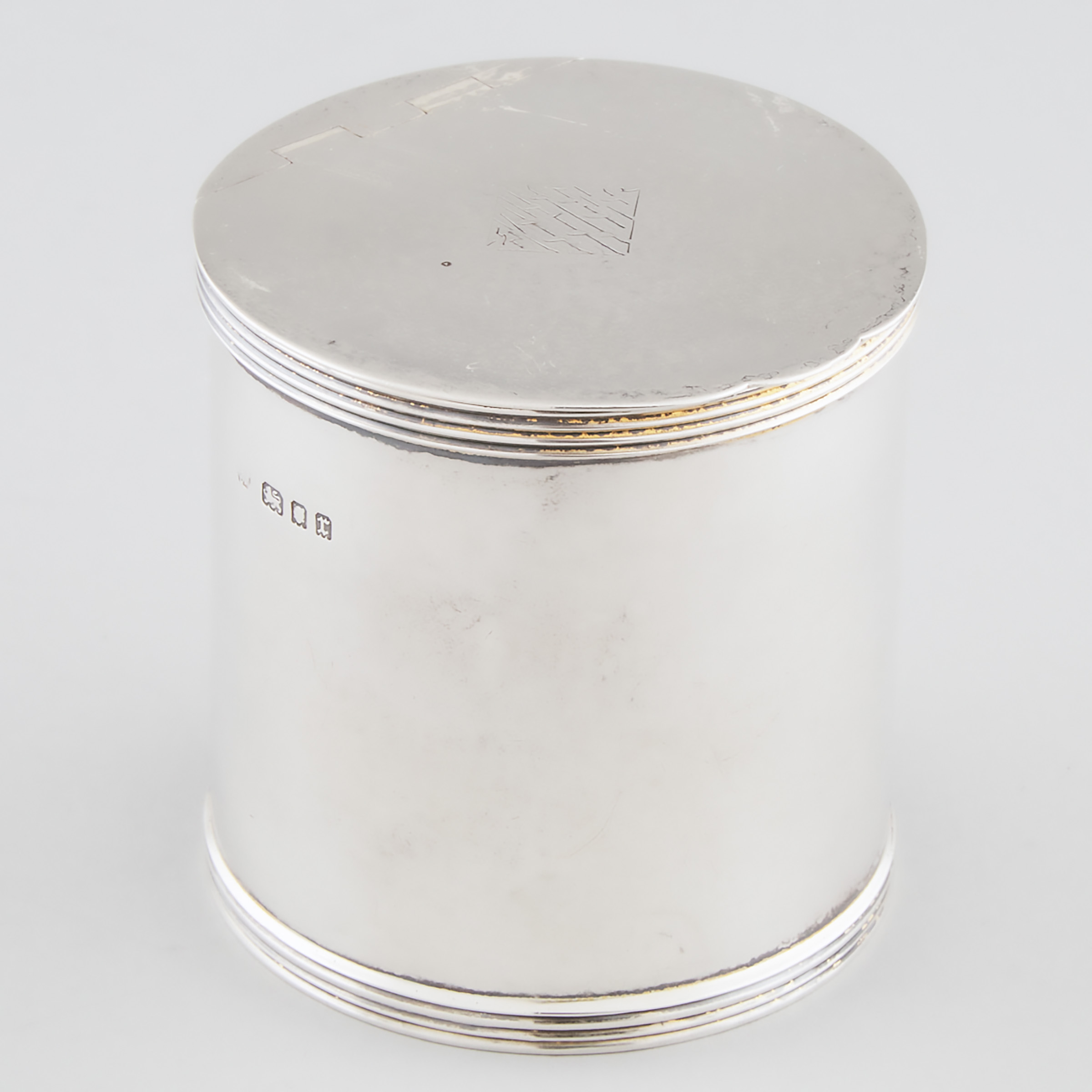 English Silver Tobacco Jar, London,