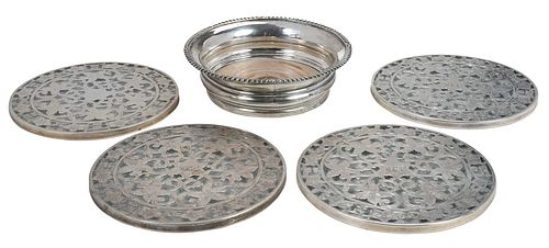 ENGLISH SILVER WINE COASTER AND