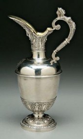 English silver wine ewer, urn