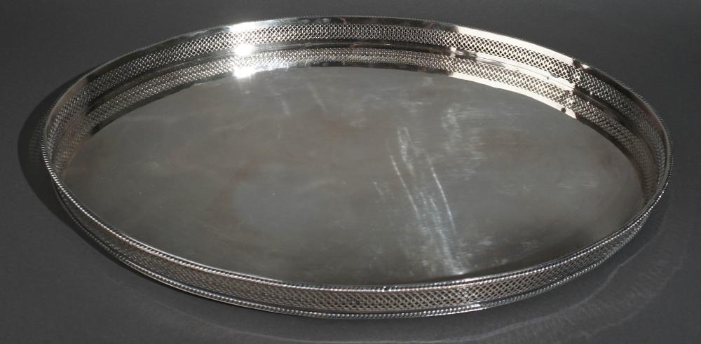 ENGLISH SILVERPLATE GALLERIED TRAY,