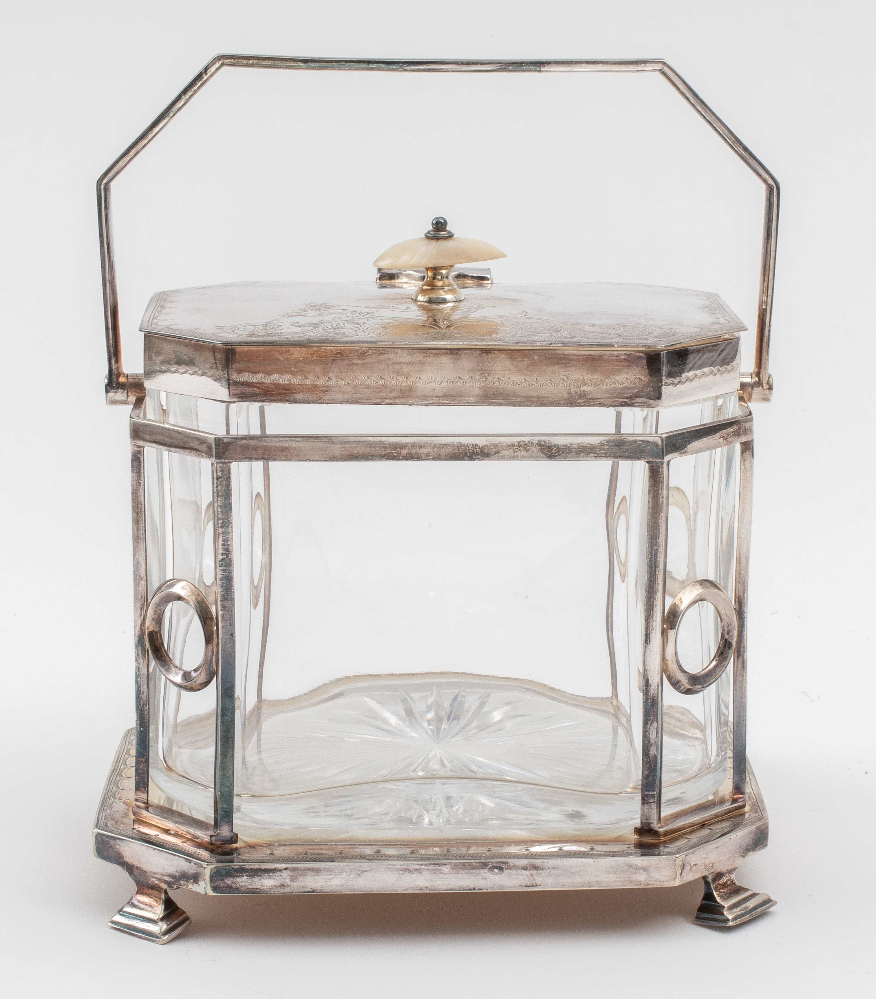 ENGLISH SILVERPLATE & GLASS BISCUIT