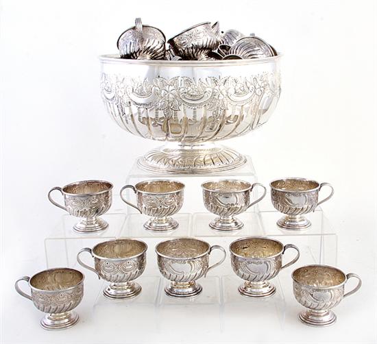 English silverplate punch set