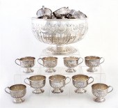 English silverplate punch set