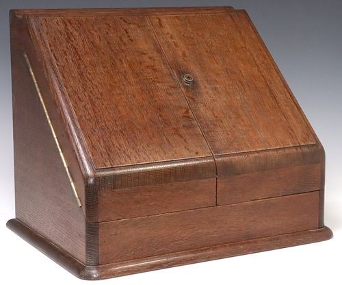 ENGLISH SLANT-FRONT OAK WRITING