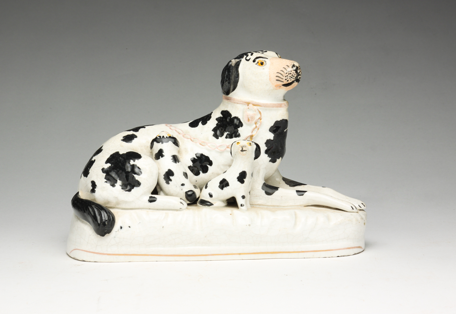 ENGLISH STAFFORDSHIRE DOG AND PUPS.