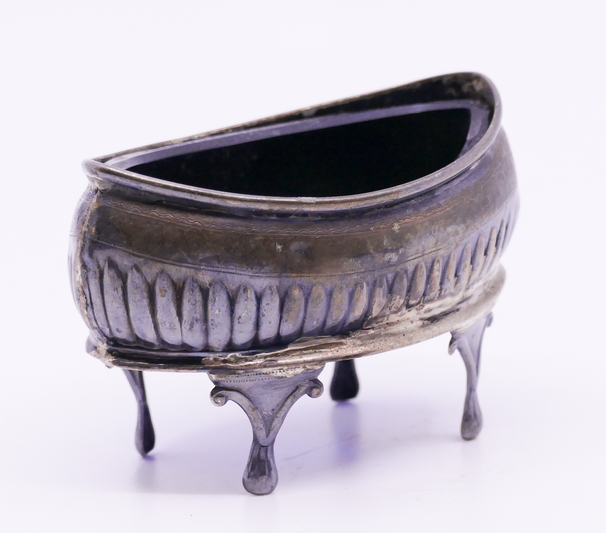 English Sterling Cobalt Glass Lined