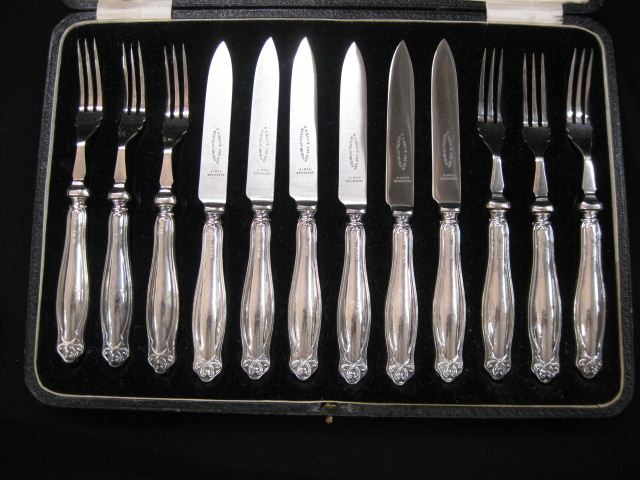 English Sterling Silver Fruit Set