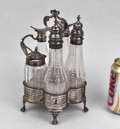 ENGLISH STERLING/CUT GLASS CRUET