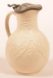ENGLISH STONEWARE PEWTER MOUNT