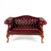 ENGLISH STYLED TUFT RED LEATHE
