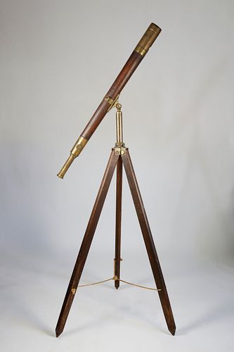 ENGLISH TELESCOPE ON OAK TRIPOD
