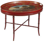 ENGLISH TOLE PAINTED OVAL TRAY