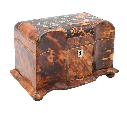 ENGLISH TORTOISE SHELL TEA CADDY,