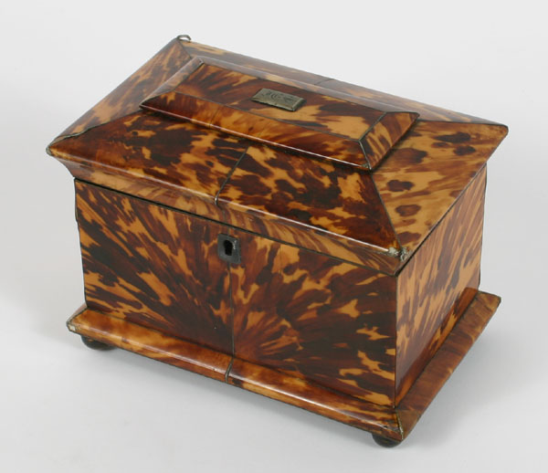 English tortoise shell tea caddy;