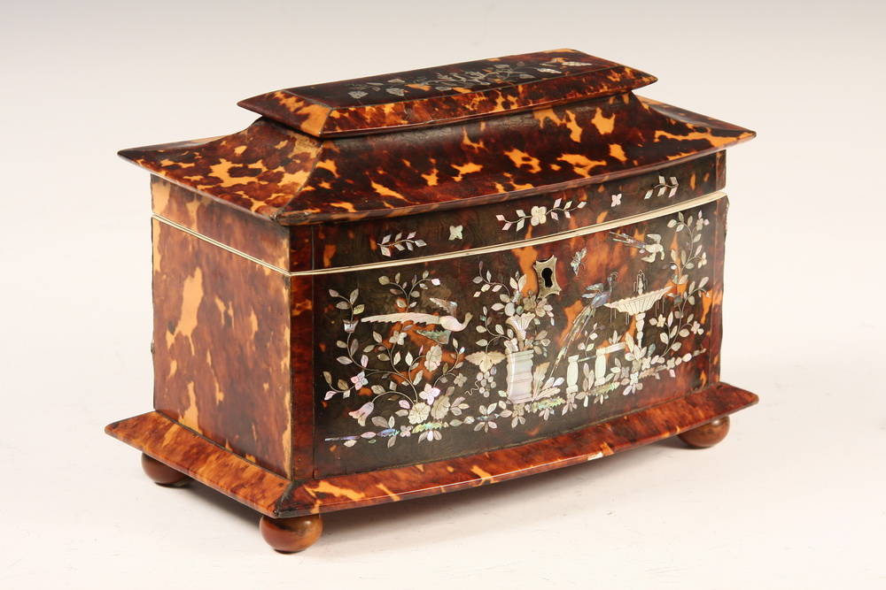 ENGLISH TORTOISESHELL TEA CADDY -