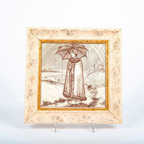 ENGLISH TRANSFERWARE TILE, WOMAN