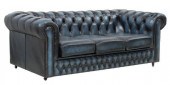 ENGLISH TUFTED BLUE LEATHER CH