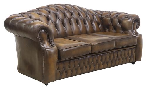 ENGLISH TUFTED BROWN LEATHER
