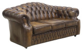 ENGLISH TUFTED BROWN LEATHER C
