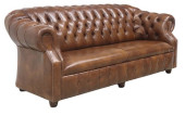 ENGLISH TUFTED BROWN LEATHER C