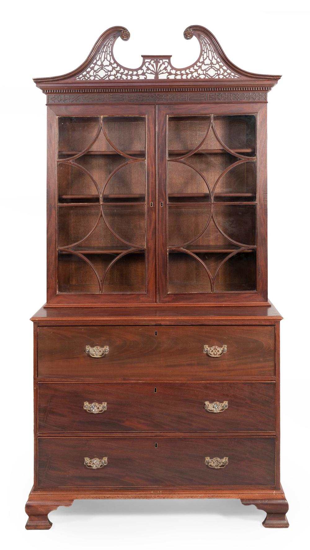 ENGLISH TWO-PART SECRETARY BOOKCASE