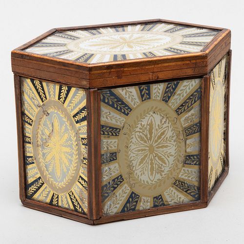 ENGLISH VERRE EGLOMISE AND MAHOGANY