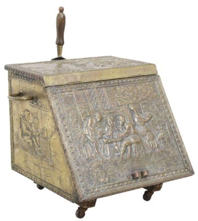 ENGLISH VICTORIAN BRASS-CLAD COAL