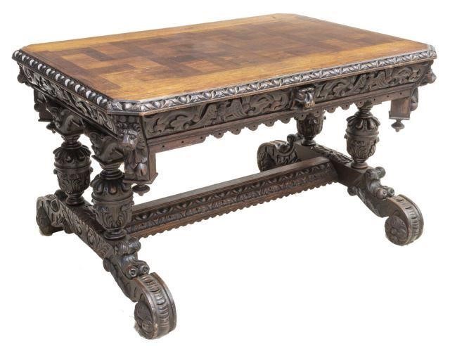 ENGLISH VICTORIAN CARVED OAK HALL