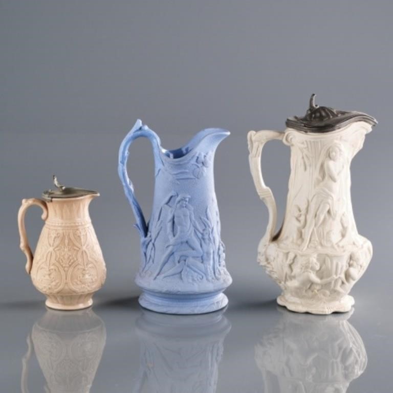 ENGLISH VICTORIAN POTTERY JUGS -