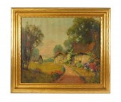 ENGLISH VILLAGE LANDSCAPE WITH