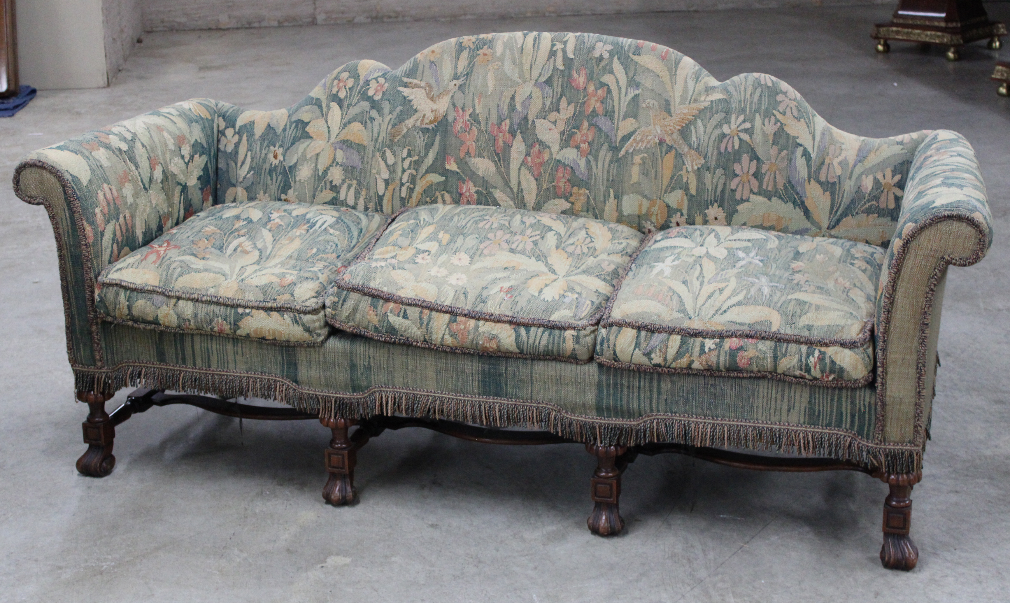 ENGLISH WALNUT ROLL-OVER ARM SOFA
