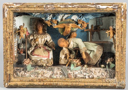 ENGLISH WAX DIORAMA OF A FAMILY,