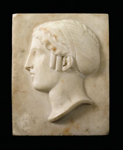 English white marble relief plaque